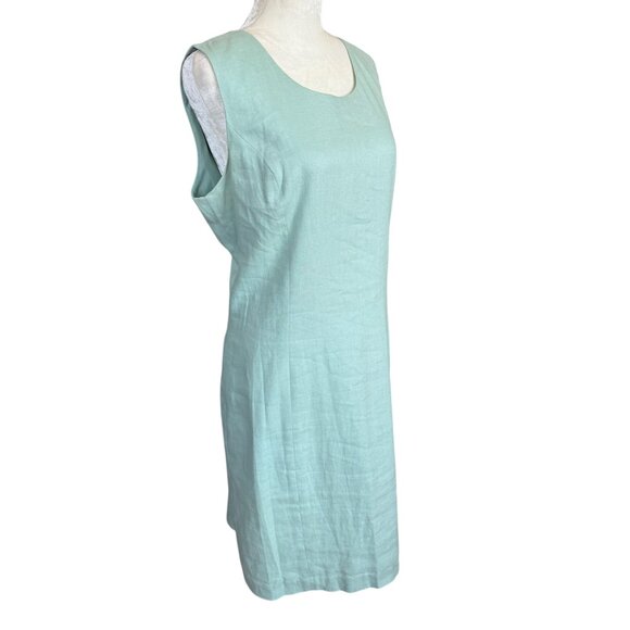 Laura Scott mint green sleeveless fully lined zip sheath linen dress size 14 - Picture 2 of 9
